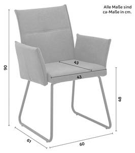 Armlehnstuhl MANILA (2er-Set) Blau - Metall - Massivholz - Textil - 2 x 42 x 45 cm