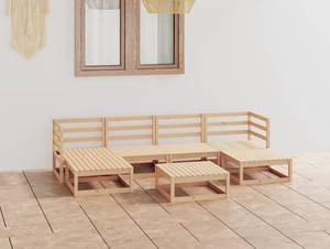 Salon de jardin (lot de 7) 3009735-1 Marron - Bois massif - Bois/Imitation - 70 x 30 x 70 cm