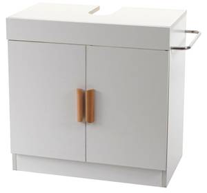 Waschbeckenunterschrank D55 Weiß - Holzwerkstoff - Holzart/Dekor - Holz teilmassiv - 67 x 60 x 37 cm