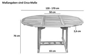 Gartenmöbelset 5tlg. BORNEO MORENO Beige - Massivholz - Holzart/Dekor - 120 x 76 x 42 cm