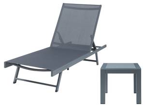 Chaise longue Baragiano table d'appoint Gris - Métal - Textile - 197 x 30 x 64 cm