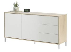 Buffet 2 portes et 3 tiroirs - Brooklyn Blanc - Bois manufacturé - Matière plastique - 41 x 74 x 154 cm