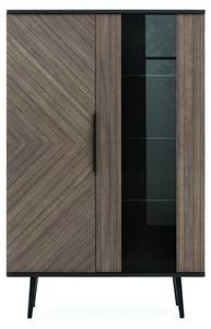 Glasvitrine Pabllo Schwarz - Braun - Holzwerkstoff - 90 x 140 x 41 cm