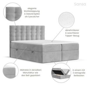 Boxspringbett Sansa Grau - Breite: 140 cm