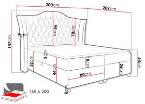 Boxspringbett Colombo Grau - Breite: 200 cm