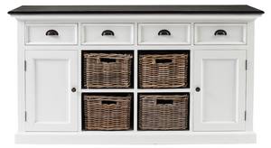 Buffet Halifax 6 Noir - En partie en bois massif - 160 x 85 x 50 cm