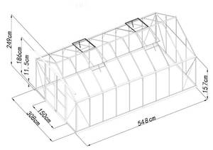 Selbsttragendes Gewächshaus IXORA Grün - Metall - 548 x 249 x 308 cm