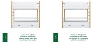 Etagenbett N03 mit Matratzenschublade Eiche - Weiß - 88 x 180 cm