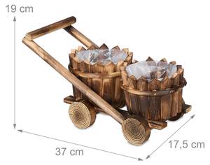 Petit chariot avec 2 pots de fleurs Marron - Bois manufacturé - Matière plastique - 18 x 19 x 37 cm