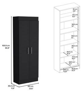 Armoire Népal Noir - Bois manufacturé - Matière plastique - 60 x 170 x 31 cm