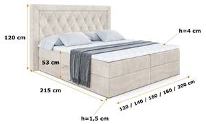 Boxspringbett NOEL Ecru - Breite: 140 cm - H3