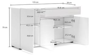 Kommode Dferrarin Weiß - Holzwerkstoff - 135 x 79 x 38 cm