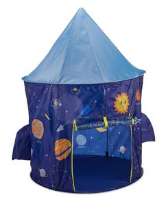 Kinderzelt mit Weltraum Motiv Blau - Gelb - Kunststoff - Textil - 135 x 142 x 104 cm