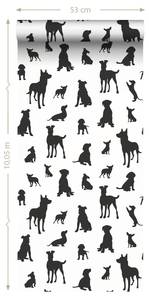 papier peint chiens 7363 Noir - Fibres naturelles - Textile - 50 x 900 x 900 cm