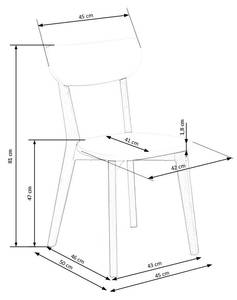 Chaise Buggi Blanc - Bois massif - 45 x 81 x 50 cm