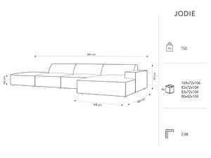 Ecksofa JODIE 5 Sitzplätze Beige - Textil - 166 x 70 x 341 cm