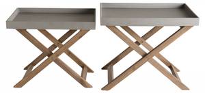 Set de 2 tables basses pliantes Gris - Céramique - 40 x 51 x 60 cm