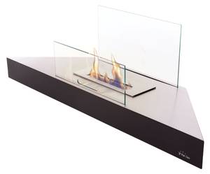 Bioethanol-Wandkamin Eckdesign Silber - Glas - 110 x 35 x 30 cm