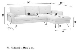 Ecksofa LEVI Beige - Metall - Textil - 267 x 88 x 186 cm