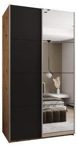 Armoire Lux 3 Noir - Imitation chêne - Argenté - Largeur : 140 cm