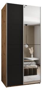 Armoire Lux 3 Noir - Imitation chêne - Argenté - Largeur : 100 cm