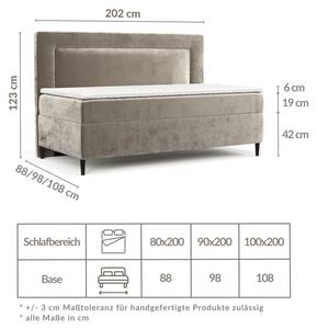 Boxspringbett Alba Braun - H2 - Tiefe: 108 cm