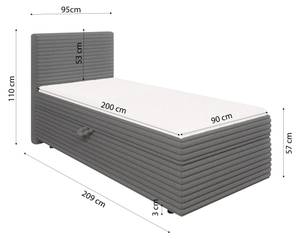 Boxspringbett Maya mit Bettkästen Dunkelgrau - Grau - Breite: 95 cm