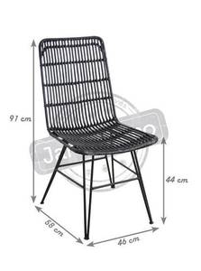 Stuhl aus Rattan und Metall "Maïa" Schwarz - Rattan - 46 x 91 x 58 cm