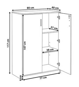 Büroschränke ZEHNA Schwarz - Braun - Holzwerkstoff - 80 x 117 x 40 cm