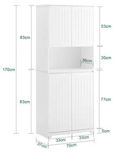 Hochschrank BZR150-W Weiß - Holzwerkstoff - 70 x 170 x 37 cm