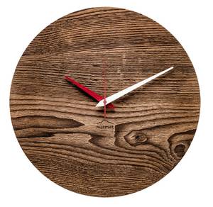 Design Wanduhr Uhrsprung Braun - Holzwerkstoff - Holz teilmassiv - 30 x 30 x 4 cm