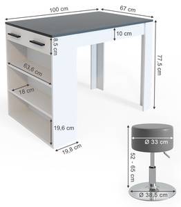 Set de table de bar Repose 33494 Gris - Bois manufacturé - 67 x 77 x 100 cm