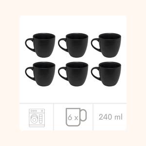 Kaffeetassen 6er Set Schwarz Matt 240ml Schwarz - Keramik - 12 x 11 x 9 cm
