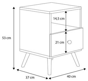 Table de chevet LOGAN NS37 1D Gris - Blanc