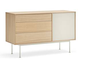 Buffet design Yoko Blanc - En partie en bois massif - 128 x 80 x 45 cm