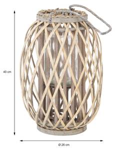 Lampion en osier, Ø 27,5 x 41 cm, gris Gris - Fibres naturelles - 28 x 41 x 28 cm