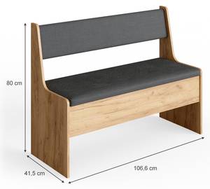 Küchenbank Roman 107cm Anthrazit - Sandeiche Dekor - 106 x 80 x 41 cm