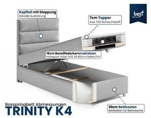 BOXSPRINGBETT mit Bettkasten Trinity K4 Hellblau - Tiefe: 100 cm