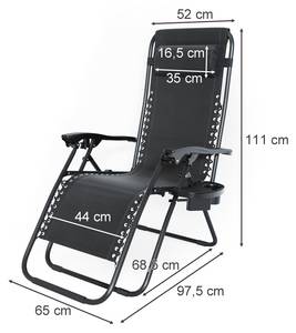 Liegestuhl Grau - Metall - Kunststoff - 65 x 111 x 97 cm