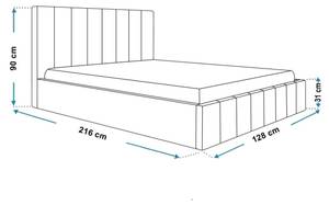 Polsterbett SIENA Hellgrau - Breite: 128 cm