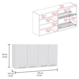 Meuble mural pour cuisine C120 Blanc - Bois manufacturé - 120 x 60 x 34 cm