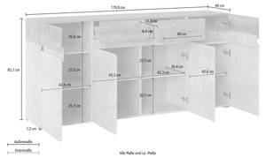 Sideboard RIMINI Braun - Weiß - Holzwerkstoff - 180 x 86 x 40 cm