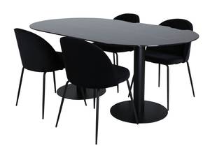 Essgruppe Pillan 13 (5-teilig) Schwarz - Massivholz - 100 x 74 x 180 cm