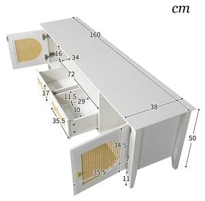 TV-Lowboard Coeus Ⅱ Braun - Holzwerkstoff - Metall - Massivholz - Holzart/Dekor - 38 x 50 x 160 cm