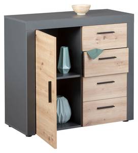 Commode T Gris - En partie en bois massif - 94 x 86 x 40 cm