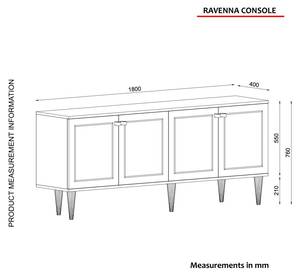 Sideboard Ravenna Weiß Marmor Optik Weiß - Holzwerkstoff - 180 x 76 x 40 cm