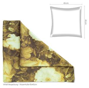 Kissenbezug gelb-braun Floral Gelb - Textil - 45 x 45 x 45 cm