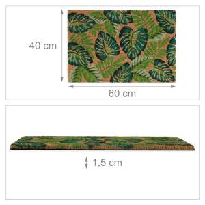 Paillasson coco feuilles de Monstera Marron - Vert - Fibres naturelles - Matière plastique - 60 x 2 x 40 cm