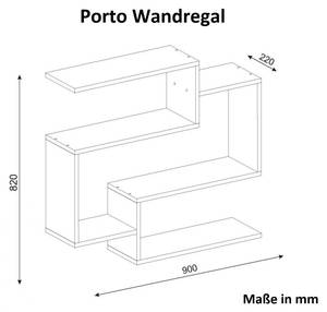 Wandregal Porto Weiß Weiß - Holzwerkstoff - 90 x 82 x 22 cm