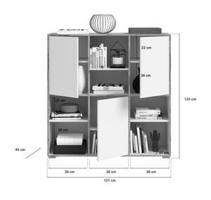 Highboard Weiß Designkante in Eiche Weiß - Holzwerkstoff - 122 x 123 x 39 cm